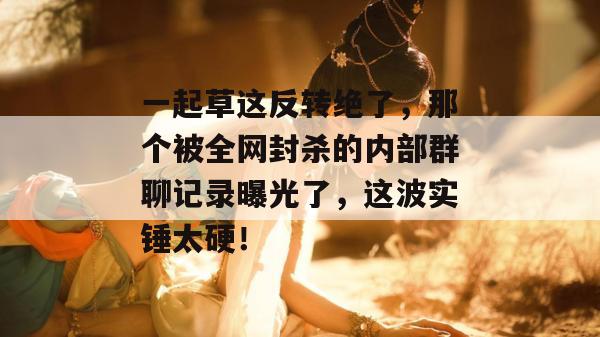 一起草这反转绝了,那个被全网封杀的内部群聊记录曝光了,这波实锤太硬!